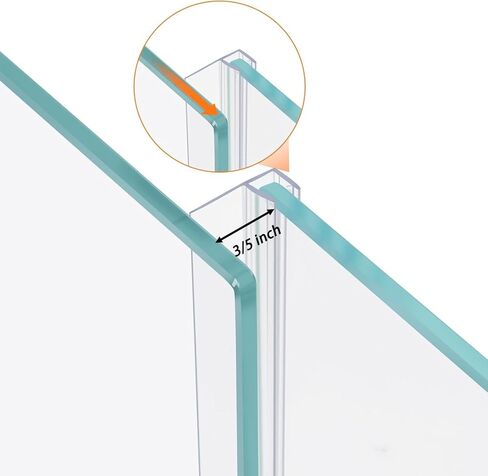 78" (2pieces X39") Sliding Shower Door Side Seal Strip Frameless Shower Door Side Sweep for 3/8" Sliding Glass Door, with 3/5" Flip in Saudi Arabia