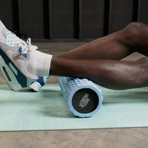 أسطوانة إسفنجية عالية الكثافة مقاس 13 بوصة - أسطوانة تدليك الأنسجة العميقة ذات النسيج المموج لاستعادة الظهر والعضلات، والبيلاتس، واليوجا واللياقة البدنية لكامل الجسم - أزرق in Kuwait