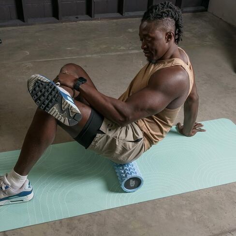 أسطوانة إسفنجية عالية الكثافة مقاس 13 بوصة - أسطوانة تدليك الأنسجة العميقة ذات النسيج المموج لاستعادة الظهر والعضلات، والبيلاتس، واليوجا واللياقة البدنية لكامل الجسم - أزرق in Kuwait