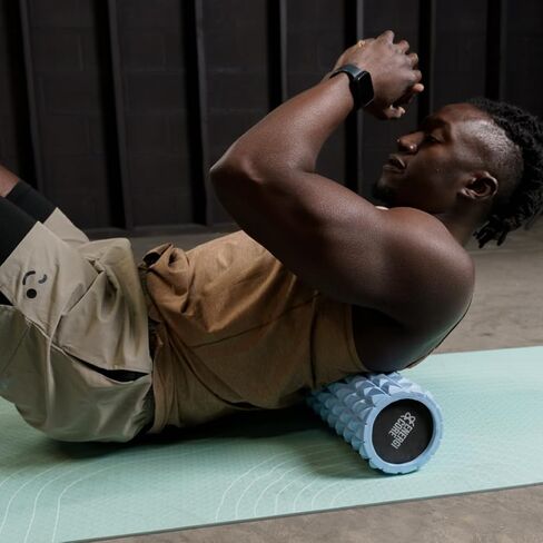 أسطوانة إسفنجية عالية الكثافة مقاس 13 بوصة - أسطوانة تدليك الأنسجة العميقة ذات النسيج المموج لاستعادة الظهر والعضلات، والبيلاتس، واليوجا واللياقة البدنية لكامل الجسم - أزرق in Kuwait