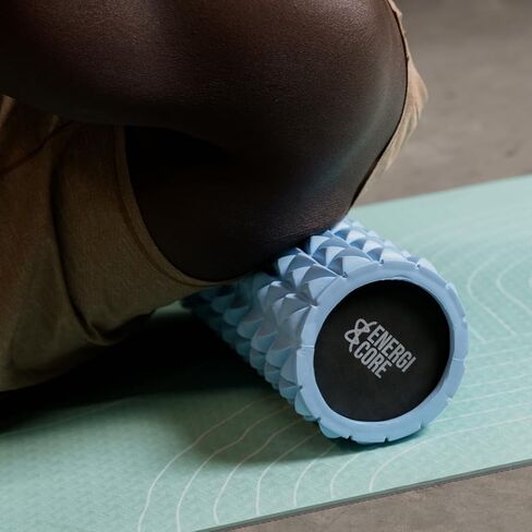 أسطوانة إسفنجية عالية الكثافة مقاس 13 بوصة - أسطوانة تدليك الأنسجة العميقة ذات النسيج المموج لاستعادة الظهر والعضلات، والبيلاتس، واليوجا واللياقة البدنية لكامل الجسم - أزرق in Kuwait