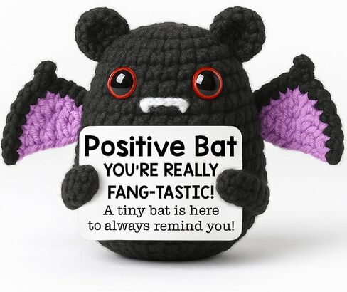 MBL Halloween Decoration Positive Bats - Emotional Inspirational Support Motivational Knitted Crochet Bat Gifts for Women Friends Halloween Decor Birthday Thanksgiving Christmas Stocking Stuffers in Saudi Arabia