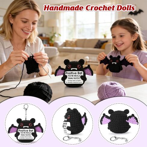 MBL Halloween Decoration Positive Bats - Emotional Inspirational Support Motivational Knitted Crochet Bat Gifts for Women Friends Halloween Decor Birthday Thanksgiving Christmas Stocking Stuffers in Saudi Arabia