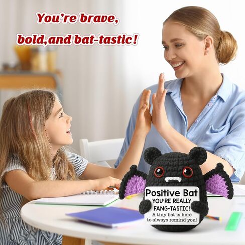 MBL Halloween Decoration Positive Bats - Emotional Inspirational Support Motivational Knitted Crochet Bat Gifts for Women Friends Halloween Decor Birthday Thanksgiving Christmas Stocking Stuffers in Saudi Arabia