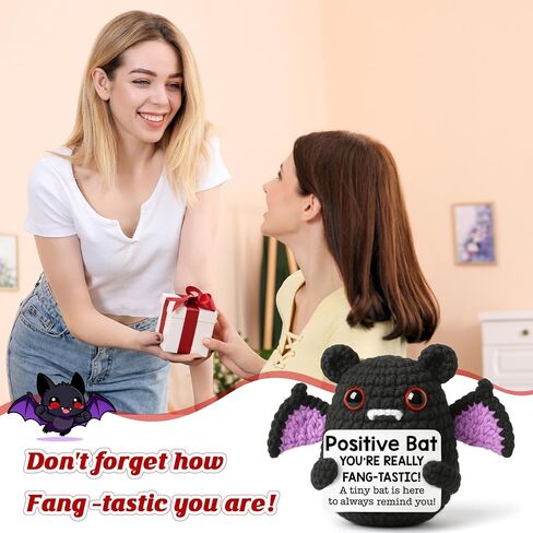 MBL Halloween Decoration Positive Bats - Emotional Inspirational Support Motivational Knitted Crochet Bat Gifts for Women Friends Halloween Decor Birthday Thanksgiving Christmas Stocking Stuffers in Saudi Arabia