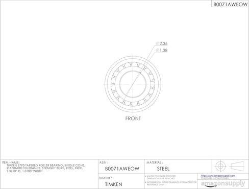 Timken 2793 محمل أسطواني مدبب، مخروط واحد، تسامح قياسي، تجويف مستقيم، فولاذ، بوصة، معرف 1.3750 بوصة، عرض 1.0100 بوصة in Saudi Arabia