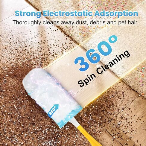 40 عبوة منفضة إعادة تعبئة لـ Swiffer® Duster، مجموعة عبوات منفضة شديدة التحمل 360 درجة، تقنية امتصاص كهرباء قوية، مناسبة للأثاث والستائر والمكاتب والمشاهد الأخرى مع مقبض قصير واحد in Kuwait