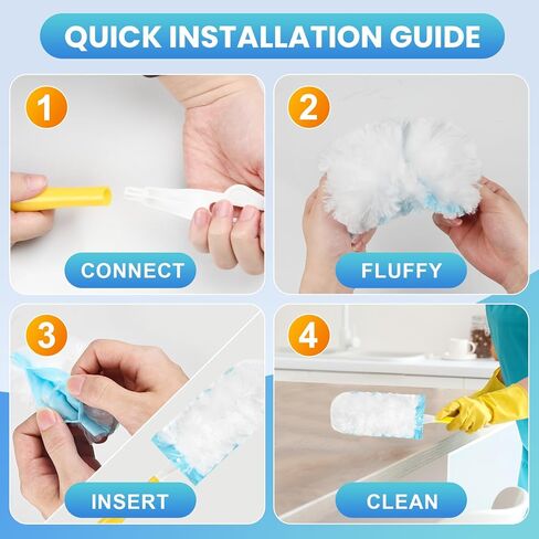 40 عبوة منفضة إعادة تعبئة لـ Swiffer® Duster، مجموعة عبوات منفضة شديدة التحمل 360 درجة، تقنية امتصاص كهرباء قوية، مناسبة للأثاث والستائر والمكاتب والمشاهد الأخرى مع مقبض قصير واحد in Kuwait