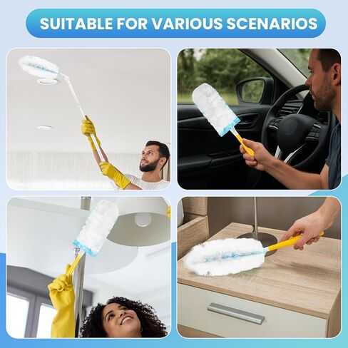 40 عبوة منفضة إعادة تعبئة لـ Swiffer® Duster، مجموعة عبوات منفضة شديدة التحمل 360 درجة، تقنية امتصاص كهرباء قوية، مناسبة للأثاث والستائر والمكاتب والمشاهد الأخرى مع مقبض قصير واحد in Kuwait