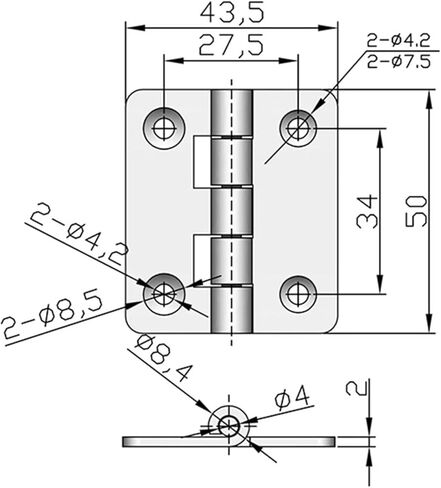 304 الفولاذ المقاوم للصدأ للطي ومفصلات مسطحة مفتوحة خزائن كهربائية صناعية المعدات الميكانيكية 1 قطعة in Kuwait