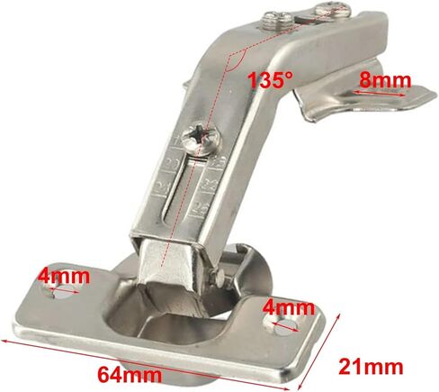 مجموعة براغي ومفصلات بزاوية 135 درجة لباب خزانة المطبخ 2 قطعة in Kuwait