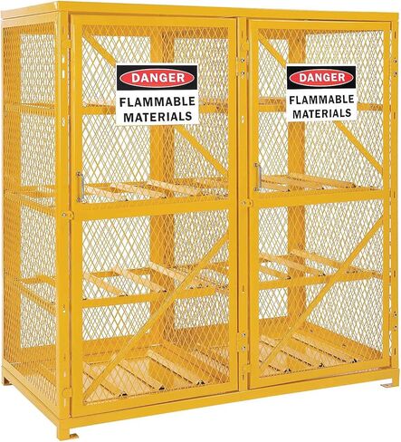 Global Industrial Horizontal Cylinder Storage Cabinet with Double Door, 60" W x 30" D x 65" H, 16 Cylinder Capacity, 20 or 33 lbs. LPG Cylinders, Steel Construction, Unassembled in Saudi Arabia