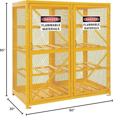 Global Industrial Horizontal Cylinder Storage Cabinet with Double Door, 60" W x 30" D x 65" H, 16 Cylinder Capacity, 20 or 33 lbs. LPG Cylinders, Steel Construction, Unassembled in Saudi Arabia