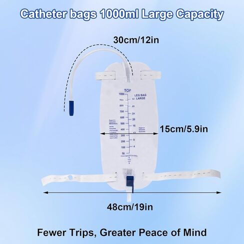 5 عبوات من أكياس الساق بسعة 1000 مل لجمع البول، مريحة وسرية مع تصريف سهل بالصنبور، تصميم مانع للتسرب لأسلوب حياة نشط in Kuwait