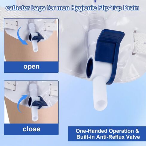 5 عبوات من أكياس الساق بسعة 1000 مل لجمع البول، مريحة وسرية مع تصريف سهل بالصنبور، تصميم مانع للتسرب لأسلوب حياة نشط in Kuwait
