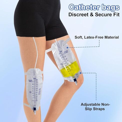 5 عبوات من أكياس الساق بسعة 1000 مل لجمع البول، مريحة وسرية مع تصريف سهل بالصنبور، تصميم مانع للتسرب لأسلوب حياة نشط in Kuwait
