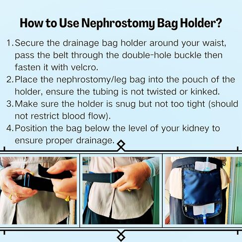 Urine Drainage Bag Cover with 50 Inch Adjustable Waist Strap, Catheter Supplies Holder, Nephrostomy Bag Cover with 127cm Elastic Belt in Kuwait