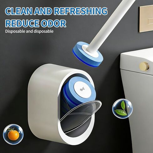 SOPAMI Disposable Toilet Cleaning System - Toilet Wand Kit with 16 High-Performance Refills, Wall Mounted Toilet Brush and Holder for Deep Cleaning Bathroom in Kuwait