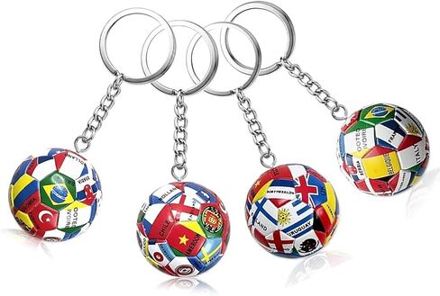 4 قطع سلسلة مفاتيح لكأس العالم لكرة القدم 2026، سلسلة مفاتيح لكرة القدم بالعلم الوطني مع حلقة معدنية، حقيبة ظهر ساحرة وهدية رياضية للرجال، ملحقات كرة قدم متينة للاستخدام اليومي in Kuwait