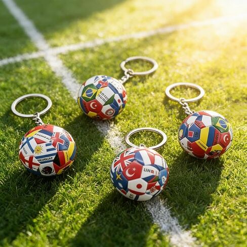 4 قطع سلسلة مفاتيح لكأس العالم لكرة القدم 2026، سلسلة مفاتيح لكرة القدم بالعلم الوطني مع حلقة معدنية، حقيبة ظهر ساحرة وهدية رياضية للرجال، ملحقات كرة قدم متينة للاستخدام اليومي in Kuwait