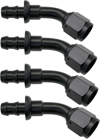 YSIL 6AN Female to 3/8" Hose Barb 90 Degree Swivel Push Lock Hose End Fitting Aluminum for Rubber Fuel Line Hose Black 4PCS in Saudi Arabia