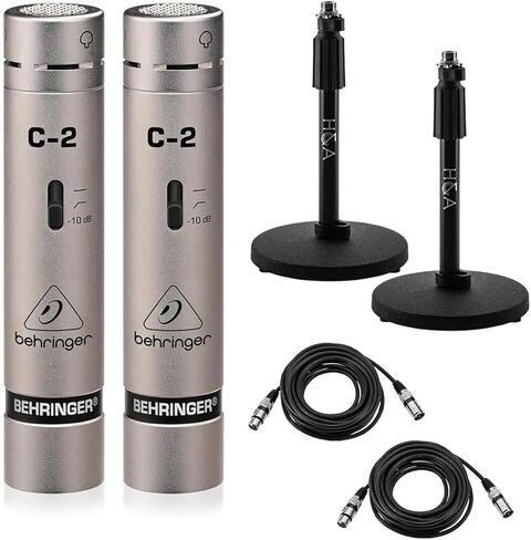 Behringer C-2 Matched Studio Condenser Microphones, Pair, Bundle with 2X Microphone Stand and 25' XLR Cable in Saudi Arabia