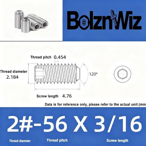 50 قطعة #2-56x3/16 مجموعة براغي، 304 براغي من الفولاذ المقاوم للصدأ، براغي مقبس رأس ألين للاستخدام الصناعي والمنزلي in Kuwait
