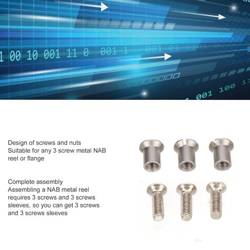 3Pcs Screw Set, Stainless Steel High Hardness 1/4 Inch Tape Reel Screw Kit with Sleeves, Universal Metal Screw Set Replacement for Studio Tape Recorders and Players in Saudi Arabia
