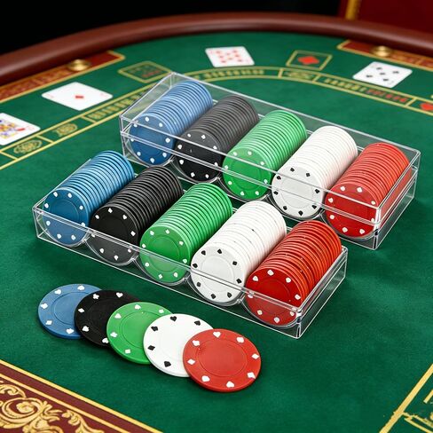 Pumtus 200 Pcs Poker Chips with No Denomination, Plastic Casino Chip Set with Storage Box, 1.5 Inch Card Game Token, Counter Discs Marker for Texas Blackjack Holdem, Math Learning, Home Game Party in Saudi Arabia