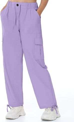 Womens Cargo Joggers Parachute Y2K Pants Lightweight Hiking Travel Scrub Pants Elastic Waist with Drawstring Quick Dry in Kuwait