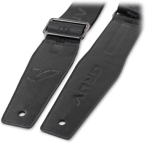 حزام جيتار Gruv Gear حزام مبطن أسود قابل للتعديل للجيتار الكهربائي والصوتي والباس، حزام أمان عريض مع أطراف من الجلد الصناعي، متوافق مع القفل، دعم مريح للكتف (صغير) in Kuwait