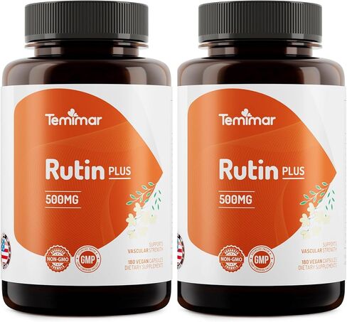 Rutin 500mg Supplement, Flavonoids Supplements from Sophora Japonica, Supports Vascular Health & Antioxidents, Non-GMO, Gluten-Free, Made in USA, 180 Vegan Capsules in Saudi Arabia