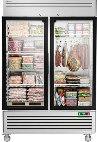 Coolski Commercial Display Frezzer 47.5 قدم مكعب، باب زجاجي مستقيم من الفولاذ المقاوم للصدأ مع تذويب تلقائي وشريط إضاءة LED مدمج لمتاجر السوبر ماركت والمقاهي، DOE ETL ETL SANTATION in Kuwait