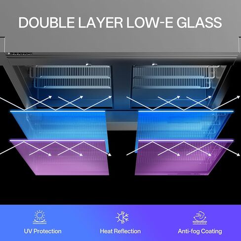 Coolski Commercial Display Frezzer 47.5 قدم مكعب، باب زجاجي مستقيم من الفولاذ المقاوم للصدأ مع تذويب تلقائي وشريط إضاءة LED مدمج لمتاجر السوبر ماركت والمقاهي، DOE ETL ETL SANTATION in Kuwait