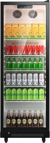 Upstreman 12.1 Cu.Ft ثلاجة المشروبات التجارية السوداء، ثلاجة تبريد المشروبات مع ضوء LED / أرفف قابلة للتعديل، ثلاجة عرض باب زجاجي للمطعم / المكتب / المنزل / البار in Kuwait