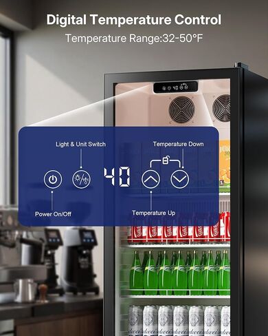 Upstreman 12.1 Cu.Ft ثلاجة المشروبات التجارية السوداء، ثلاجة تبريد المشروبات مع ضوء LED / أرفف قابلة للتعديل، ثلاجة عرض باب زجاجي للمطعم / المكتب / المنزل / البار in Kuwait