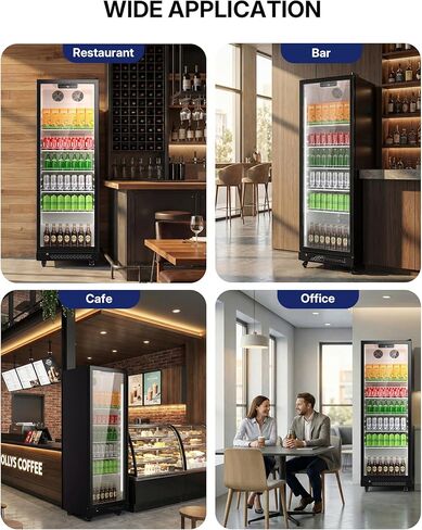 Upstreman 12.1 Cu.Ft ثلاجة المشروبات التجارية السوداء، ثلاجة تبريد المشروبات مع ضوء LED / أرفف قابلة للتعديل، ثلاجة عرض باب زجاجي للمطعم / المكتب / المنزل / البار in Kuwait