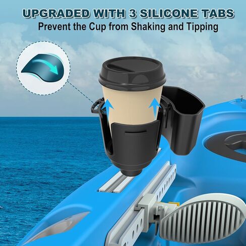 1001 Multi-Functional Kayak Cup Holder with Tool Storage Box, Track Mount Non-Slip Design, Durable Lure Holding Tool Storage Boat Cup Holder Gear Organizer for Kayaking and Fishing in Saudi Arabia