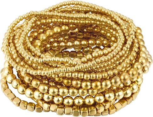 ìf me سوار ذهبي للنساء مقاوم للماء ، والذهبي مطلي بالملفات القابلة للتكديس ستراند حبة Bead Ball Bracelets مجموعة المجوهرات القابلة للتعديل للهدايا in Kuwait