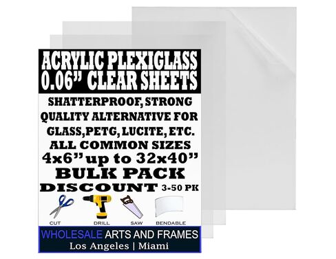 صفائح أكريليك شفافة مقاس 0.06 بوصة مكونة من 3 قطع - استبدال زجاج بليكسي قوي وخفيف لإطارات مقاس 22 × 28 in Kuwait