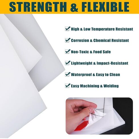 2 Pieces Polypropylene Sheet Rigid Plastic Board, Engineering Plastic Sheet Lightweight PP Panel for Cutting Board, DIY, Water Tank, 2mm Thick, White 250x250mm in Saudi Arabia