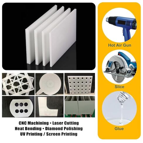 2 Pieces Polypropylene Sheet Rigid Plastic Board, Engineering Plastic Sheet Lightweight PP Panel for Cutting Board, DIY, Water Tank, 2mm Thick, White 250x250mm in Saudi Arabia