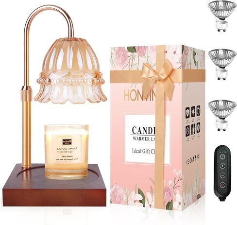 مصباح تدفئة الشموع، مصباح تدفئة الشموع بارتفاع قابل للتعديل، ضوء تدفئة الشموع مع مؤقت وخافت، متوافق مع الشموع المعطرة في الجرة، سخان شموع الزهور مع 3 مصابيح لديكور المنزل in Kuwait