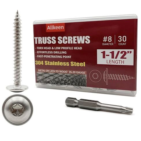 (110 قطعة) #8 × 1-1/2 بوصة T20 براغي خشبية برأس توركس 304 مسامير تروس ذاتية التنصت من الفولاذ المقاوم للصدأ in Kuwait