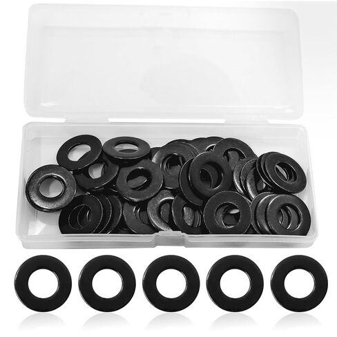 Bonsicoky 100 Pcs 5/16" Black Zinc Plated Flat Washers - 0.7" Outer Diameter - Heavy-Duty 304 Stainless Steel Washers for Reliable Use with Screws and Bolts in Saudi Arabia