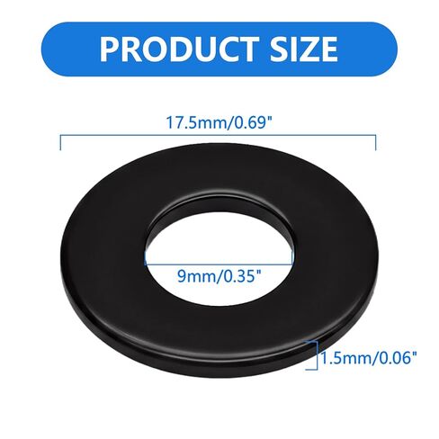 Bonsicoky 100 Pcs 5/16" Black Zinc Plated Flat Washers - 0.7" Outer Diameter - Heavy-Duty 304 Stainless Steel Washers for Reliable Use with Screws and Bolts in Saudi Arabia