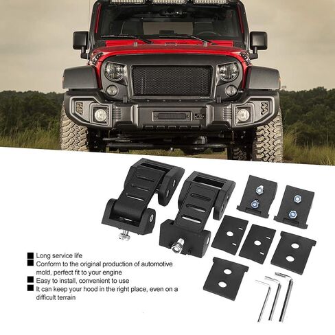Engine Hood Latch Locking Cover Catch Buckle Stainless Steel Aluminum Alloy Black Pair Fits JK 2007-2017 in Saudi Arabia