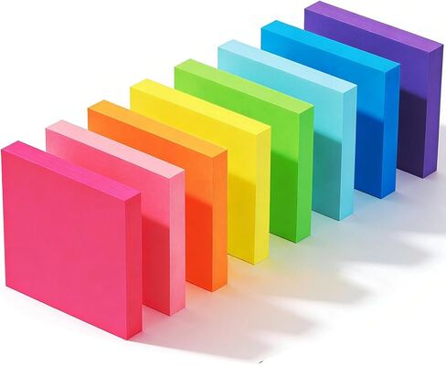 Sticky Notes 3x3 inch, 8 Pads, 82 Sheets/pad Bright Colors Self-Stick Note Pads, Recyclable Sticky Pads, Easy to Post for Home, Office, Classroom, Notebook in Kuwait