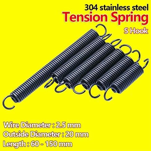 Mdingbao-Tension Spring Open Hook Pullback Tension Spring Coil Extension Spring Draught Spring Wire Diameter 2.5mm Outer Diameter 20mm, Strong Stretching Ability (Length : 150mm (1Pcs)) in Saudi Arabia