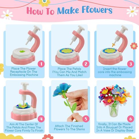Broytain Fabric Flower Bouquets Toys, DIY Flower Bouquet Craft Kit for Kids, Arts & Crafts Educational Toys for Girls Ages 4–8, Preschool Learning & Birthday Activities in Kuwait